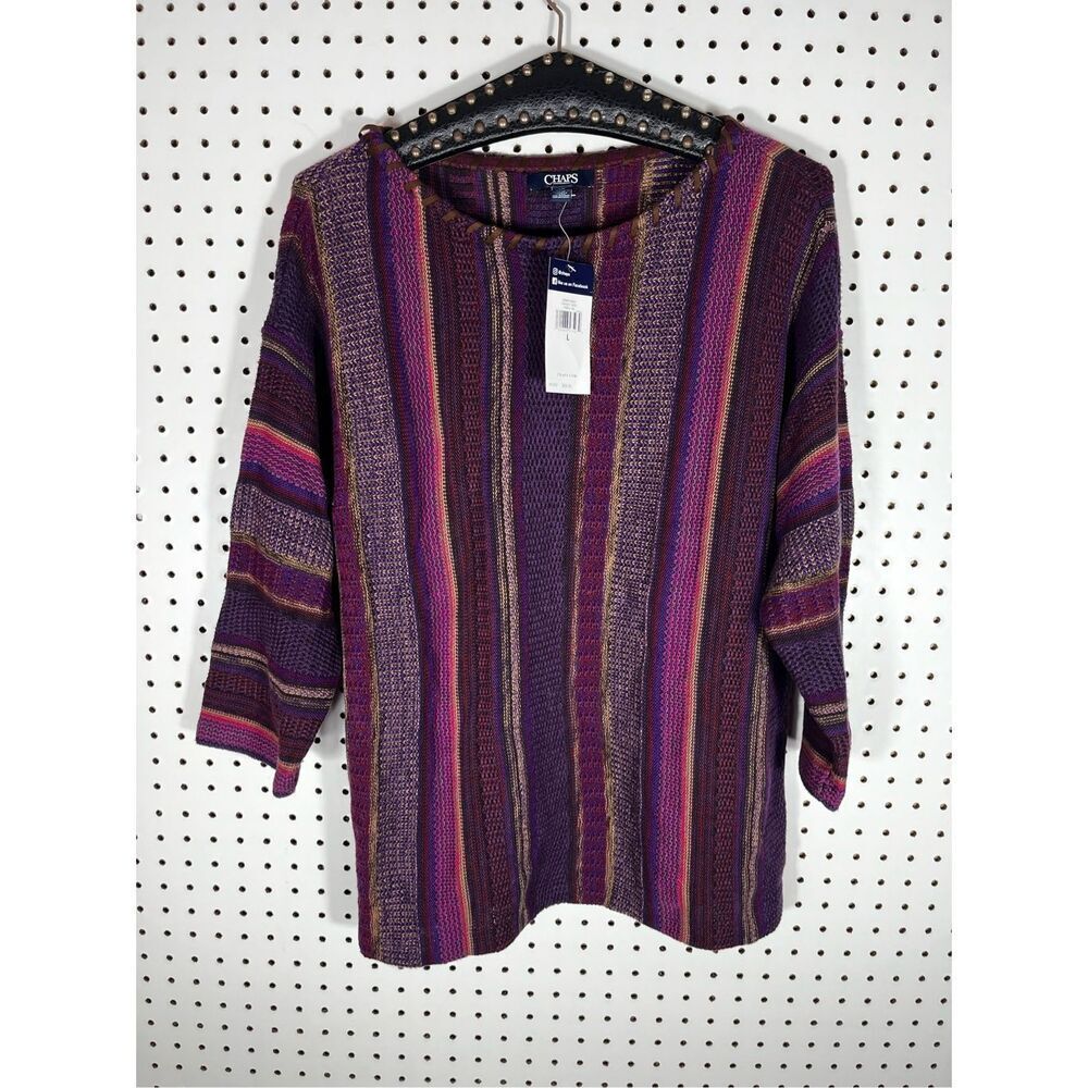 Chaps striped pullover sweater size L